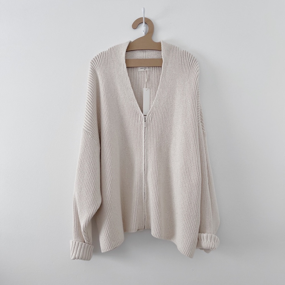 James Street Co Fran Zip Cardigan in Natural